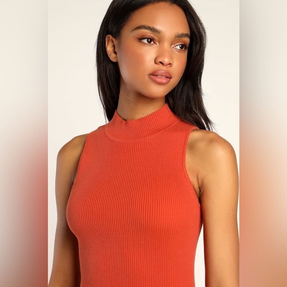 Fashionable Fantasy Orange Mock Neck Midi Dress XL - Picture 3 of 7